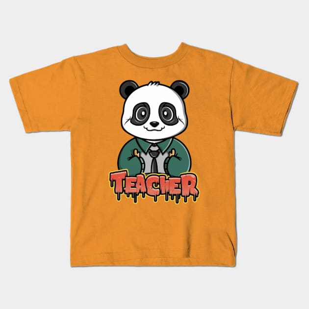 Cute Teacher Panda Kids T-Shirt by Signum